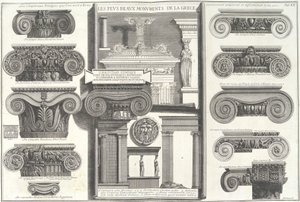 Various Roman Ionic Capitals Compared with Greek Examples, mid-18th century by Giovanni Battista Piranesi