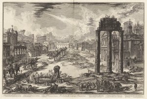 View of the Campo Vaccino (the Roman Forum with the Temple of Castor and Pollux to the Right) by Giovanni Battista Piranesi