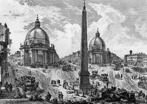 View of Piazza del Popolo in Rome, engraving by Giovanni Battista Piranesi, from Roman antiquities