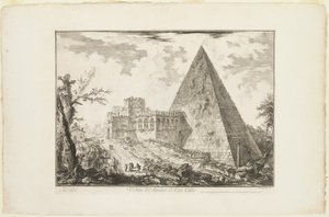 View of the Pyramidal Tomb of Cestius, from Views of Rome by Giovanni Battista Piranesi