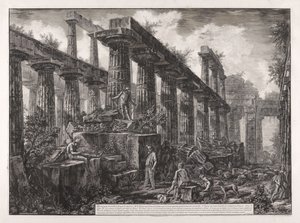 View of the Remains of the Cella of the Temple of Neptune, from Different Views of Paestum by Giovanni Battista Piranesi