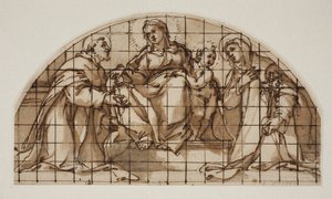 Lunette with the Madonna and Child with Sts Francis of Assisi and Catherine of Siena