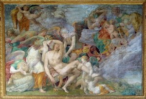 The death of Adonis, fresco of the 5th south travee of the gallery of Francois I in Fontainebleau
