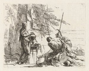 A Woman with Her Hands on a Vase, a Soldier, and a Slave, from Various Capriccios