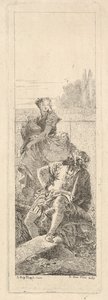 A Bearded, Seated Man Looks Over His Right Shoulder Toward a Child and Woman, ca. 1750-55 by Giovanni Battista Tiepolo