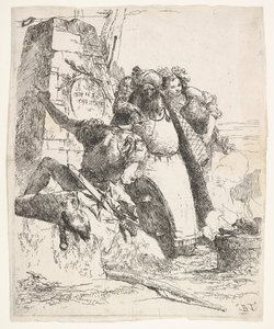 A Scene of Necromancy: A Woman Bearing a Vessel, a Turbaned Man, and a Soldier Look