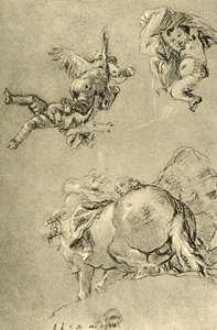 Hovering Cupids and one of the Horae with a sun steed, 1752-1753, 1928 by Giovanni Battista Tiepolo