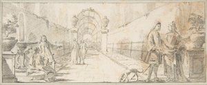 Illustration for a Book: Figures in Conversation in a Garden by Giovanni Battista Tiepolo