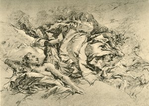 Madonna in clouds surrounded by Angels