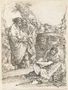 Magician and Other Figures before a Burning Altar with Skull and Bones by Giovanni Battista Tiepolo
