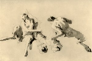 Male and Female Faun with Cornucopia by Giovanni Battista Tiepolo