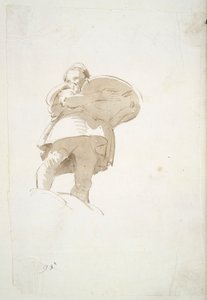 Male Figure Carrying a Tray, Seen from Below