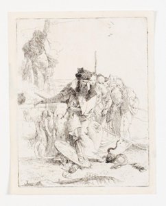 Six People Observing a Snake. Plate from the Series Scherzi di Fantasia. (Rizzi 15; De Vesme 24) by Giovanni Battista Tiepolo