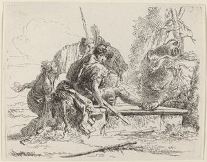 Soldier Seated on a Tomb with Surrounding Figures by Giovanni Battista Tiepolo