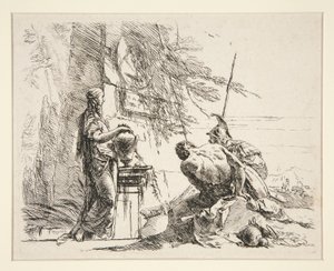 Standing Woman and Seated Man Before an Obelisk, from the Series Vari Capricci
