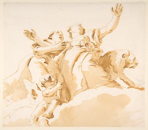 Two Women, a Lion, and a Putto on Clouds by Giovanni Battista Tiepolo