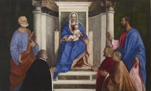 Madonna and Child with Saints Peter and Mark and Three Venetian Procurators, 1510