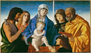 Virgin and Child with Saints John Baptist, Magdalen, George and Peter by Giovanni Bellini
