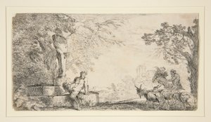 A Satyr Resting Beneath a Herm by Giovanni Benedetto Castiglione