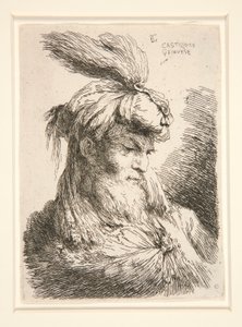 Figure Facing Right, from the Series Small Studies of Heads by Giovanni Benedetto Castiglione