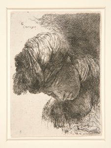 Figure with Their Head Lowered (from the series Small Studies of Heads) by Giovanni Benedetto Castiglione