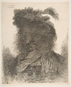Head of a Man in Shadow Turned Slightly to the Left by Giovanni Benedetto Castiglione