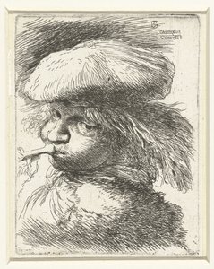 Head of a Boy Blowing a Trumpet, Small Study of Heads with Oriental Headdresses (series title) by Giovanni Benedetto Castiglione