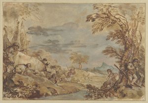 Landscape with Moving Herds by Giovanni Benedetto Castiglione
