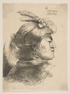 Man Wearing a Small Turban Ornamented with Plumes and Ribbon, ca. 1645-1650 by Giovanni Benedetto Castiglione