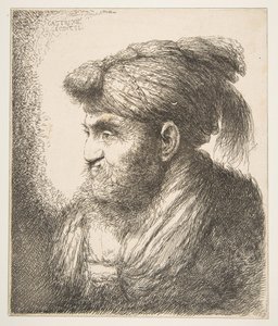Man wearing a turban facing left, from the series of Large Oriental Heads by Giovanni Benedetto Castiglione