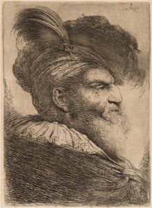 Man with a Long Beard and Headdress, Facing Right by Giovanni Benedetto Castiglione