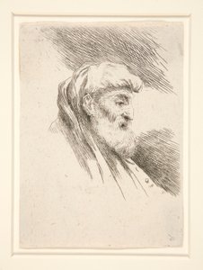 Old Man with Long Beard, in Profile, Turned to Right, from the Series Les Petites Tetes by Giovanni Benedetto Castiglione