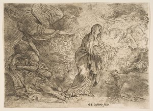 The angel awakening Joseph to the presence of the Virgin and Child