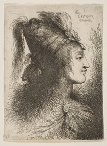 Young Man Wearing a Plumed Turban, Facing Right by Giovanni Benedetto Castiglione