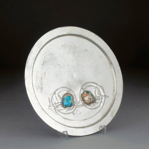 An English Pewter Plate with Turquoise Enamels by Giovanni Bigatti