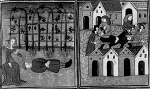 Decameron, Andreuola finds Gabriote dead; the podestà arrests Andreuola. Fourth day, story 6