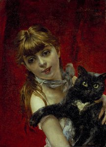 Girl with black cat, c.1885