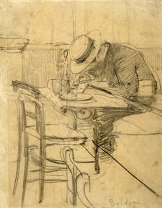 The Painter Helleu Sitting at a Café Terrace by Giovanni Boldini