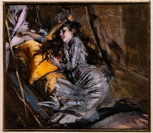 Reclining Girl in Tartan Dress