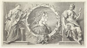 Cartouche with Laureate Man and Woman by Giovanni Cattini (attributed to)