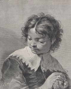 Boy with a Lace Collar Holding a Piece of Fruit