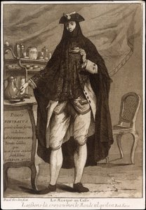 A man wearing a mask drinking a cup of coffee