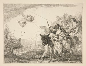 Joseph Contemplates the Infant Jesus, from the series Flight into Egypt by Giovanni Domenico Tiepolo