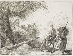 Joseph and Mary Passing a Shepherd and His Flock, plate eleven from The Flight into Egypt by Giovanni Domenico Tiepolo