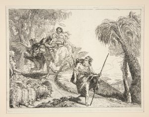 Joseph with the Virgin and Child, from the series Idee pittoresche sopra la fuga in Egitto (Flight into Egypt) by Giovanni Domenico Tiepolo