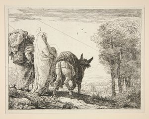 Mary Holding her Child in her Arms, from the series Picturesque Ideas on the Flight into Egypt by Giovanni Domenico Tiepolo