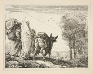 Mary Holding her Child in her Arms, from the series Picturesque Ideas on the Flight into Egypt by Giovanni Domenico Tiepolo