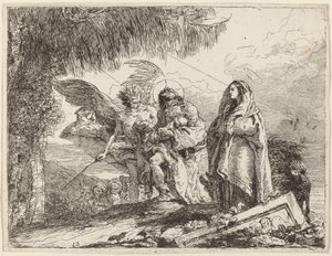 The Flight, Holy Family Walking with Angel