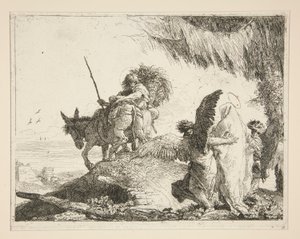 The Holy Family Between Two Angels, from the series Idee pittoresche sopra la fuga in Egitto (Flight into Egypt) by Giovanni Domenico Tiepolo