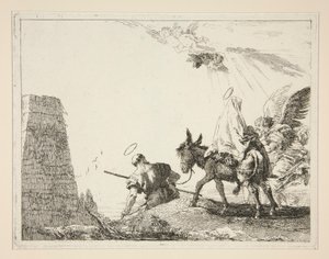 The Holy Family Passing a Pyramid, from the series Picturesque Ideas on the Flight into Egypt by Giovanni Domenico Tiepolo